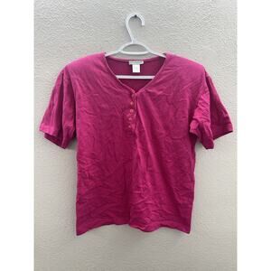 Womens Gloria Vanderbilt Shirt Size Small Activewear Pink Short Sleeve